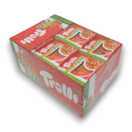 Trolli - Mini Gummy Pizza (Display unit | ~48 x 15.5g pcs), ideal for shops and parties. Trolli - Mini Gummy Pizza (Display unit | ~48 x 15.5g pcs), ideal for shops and parties.
