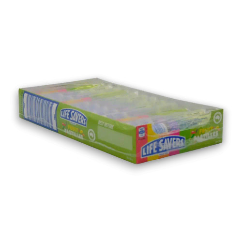 Life Savers Fruit Pastilles 24-roll display unit featuring classic compressed candy in fruity flavours, available at The Professors