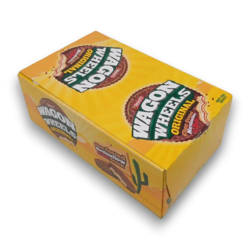 Arnotts Wagon Wheels 16 x 48g biscuits in display unit, available at The Professors Online Lolly Shop.