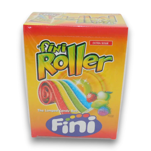 Fini Roller Fantasy sour belts box with 40 candy belts, available at The Professors Online Lolly Shop