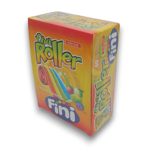 Fini Roller Fantasy belts – vibrant sour candy belts in rainbow colours, available at The Professors Online Lolly Shop