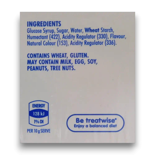 Ingredients list of Life Savers Blackcurrant Pastilles 24-roll display unit