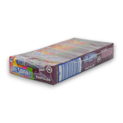 Life Savers Blackcurrant Pastilles 24-roll box, ideal for retail displays and bulk candy supplies, available online at The Professors