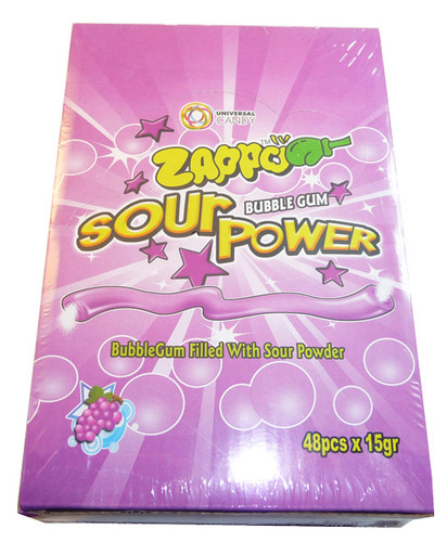 Zappo Sour Power Bubble Gum - Grape, by Crown Confectionery,  and more Confectionery at The Professors Online Lolly Shop. (Image Number :3400)