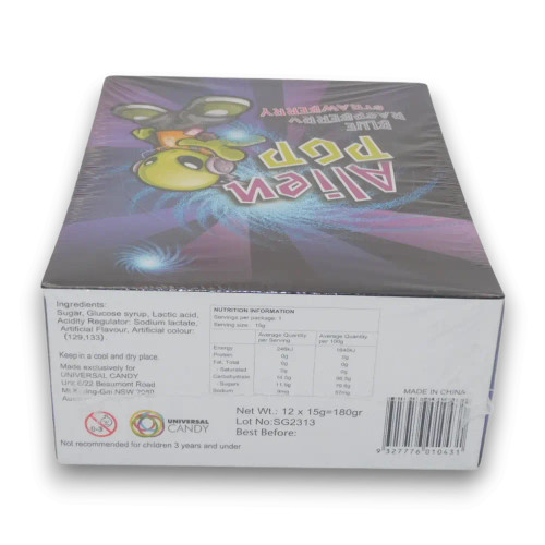 Alien Pop candy display unit showcasing space-themed lollipops with quirky alien design, available at The Professors