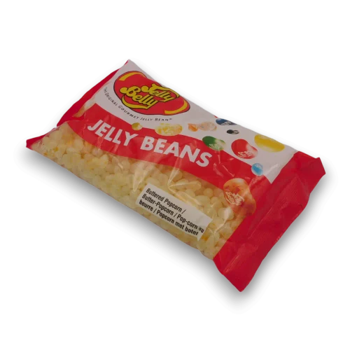 1kg bag of Jelly Belly Gourmet Jelly Beans in Buttered Popcorn flavour, made in the USA, available at The Professors