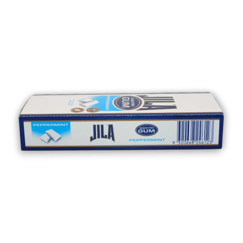 JILA Sugar Free Gum Peppermint 18 x 22g boxes, Swiss Quality certified with bold peppermint flavour.
