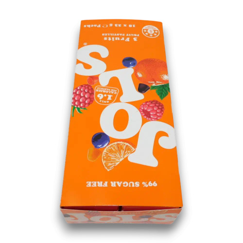 Jols 3 Fruits Sugar Free Pastilles 18 x 23g packs, available at The Professors