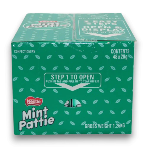 Nestle Mint Pattie individually wrapped mint and dark chocolate pieces, perfect for events or retail displays.
