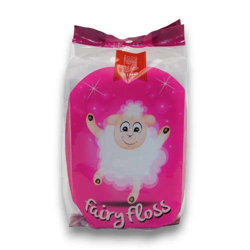 The Fairy Floss King 65g bag in purple, featuring fluffy and vibrant purple fairy floss, available at The Professors Online Lolly Shop. The Fairy Floss King 65g bag in purple, featuring fluffy and vibrant purple fairy floss, available at The Professors Online Lolly Shop.