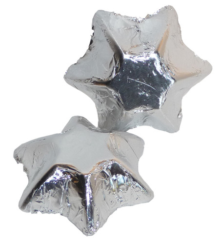 Chocolate Gems - Chocolate Stars - Silver Foil, by Chocolate Gems,  and more Confectionery at The Professors Online Lolly Shop. (Image Number :5146)