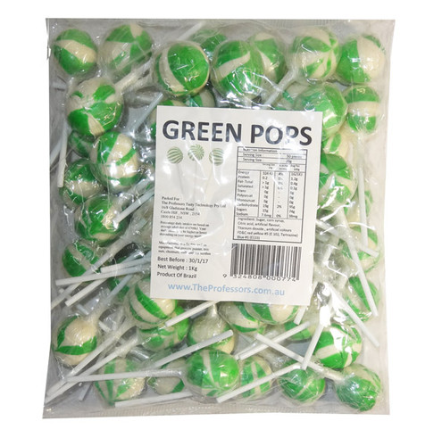 Ball Pops - Green, by Brisbane Bulk Supplies,  and more Confectionery at The Professors Online Lolly Shop. (Image Number :7347)