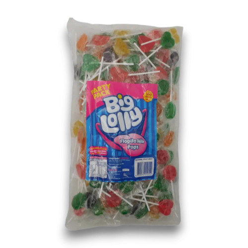 Big Lolly Flopito Mix Pops 1.6kg bulk bag with 200 assorted short stick lollipops, available at The Professors Online Lolly Shop. Big Lolly Flopito Mix Pops 1.6kg bulk bag with 200 assorted short stick lollipops, available at The Professors Online Lolly Shop.