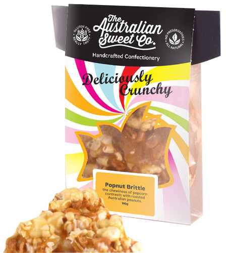 Gourmet Popnut Brittle - Card Wrap, by The Australian Sweet Company,  and more Confectionery at The Professors Online Lolly Shop. (Image Number :8723)