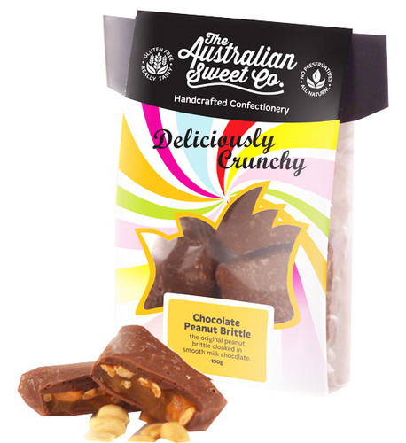 Gourmet Chocolate Peanut Brittle - Card Wrap, by The Australian Sweet Company,  and more Confectionery at The Professors Online Lolly Shop. (Image Number :8719)