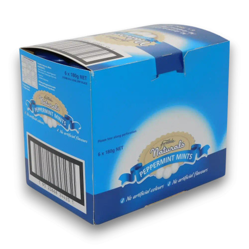 Ferndale Naturals Peppermint Mints in resealable 180g jars, perfect for freshening breath, available at The Professors.