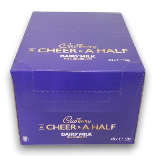 Cadbury Dairy Milk Original Bar close-up 50g bar, individually wrapped for freshness and convenience.