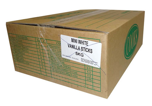 Premium Mini Fruit Sticks Bulk - White with a Vanilla Flavour, by Cooks Confectionery,  and more Confectionery at The Professors Online Lolly Shop. (Image Number :9898)