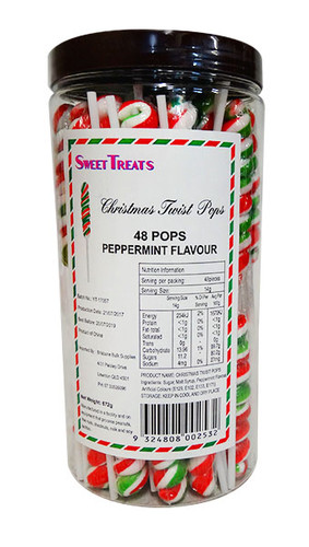 Twist Pops - Christmas Swirl, by Brisbane Bulk Supplies,  and more Confectionery at The Professors Online Lolly Shop. (Image Number :10755)