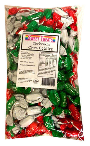 Sweet Treats Christmas Choc Eclairs and more Confectionery at The Professors Online Lolly Shop. (Image Number :13531)