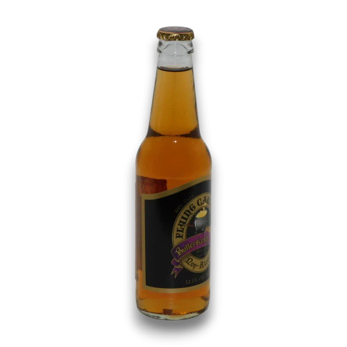 Flying Cauldron Butterscotch Beer 355ml glass bottle highlighting its sleek design and magical branding.