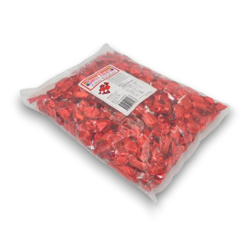Sweet Treats Choc Eclairs Red 1kg bag showing individually wrapped chewy chocolate-filled caramel eclairs.