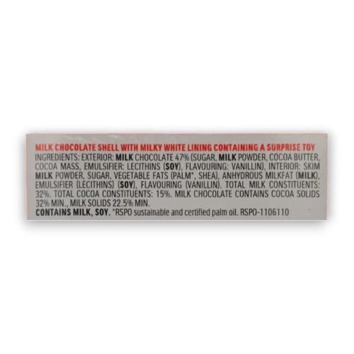 Ingredients list of Kinder Surprise - Blue (24 x 20g).