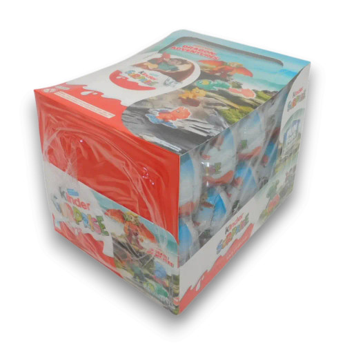 Kinder Surprise Blue Edition bulk display unit showing chocolate eggs with hidden toys, available at The Professors