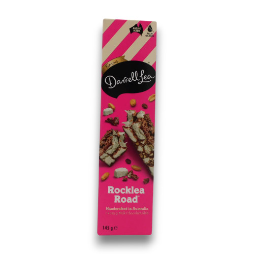 Darrell Lea Rocklea Road Original Milk Chocolate slab 145g, chunky chocolate bar with marshmallows and peanuts, from The Professors.