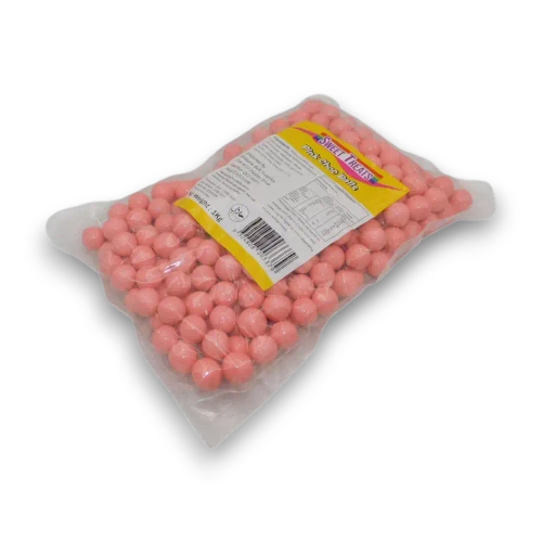 Sweet Treats Pink Choc Balls 1kg bag showcasing chocolate-flavoured candy-coated choc balls, available at The Professors