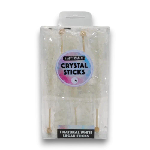 Candy Showcase Crystal Sticks, 5 x 22g natural white sugar sticks, available at The Professors Online Lolly Shop Candy Showcase Crystal Sticks, 5 x 22g natural white sugar sticks, available at The Professors Online Lolly Shop