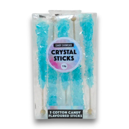 Candy Showcase Crystal Sticks, 5 x 22g baby blue cotton candy-flavoured sticks, available at The Professors Online Lolly Shop Candy Showcase Crystal Sticks, 5 x 22g baby blue cotton candy-flavoured sticks, available at The Professors Online Lolly Shop
