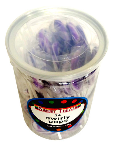 Sweet Treats Small Swirly Pops - Purple - 4cm wide, by Brisbane Bulk Supplies,  and more Confectionery at The Professors Online Lolly Shop. (Image Number :12862)