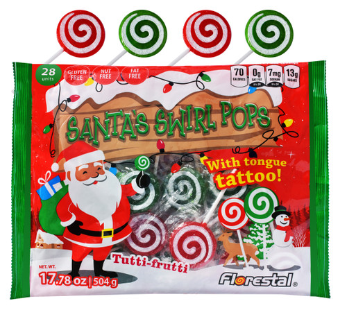 Santa Swirl Pop with Tongue Tattoo and more Confectionery at The Professors Online Lolly Shop. (Image Number :13328)