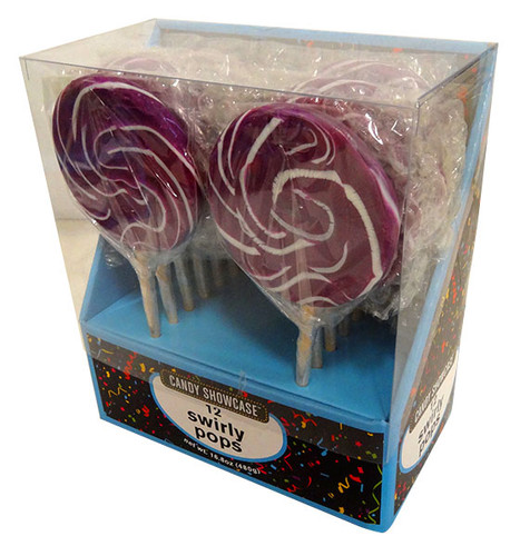 Candy showcase Swirly lollipops  - Purple and White, by Lolliland,  and more Confectionery at The Professors Online Lolly Shop. (Image Number :13807)