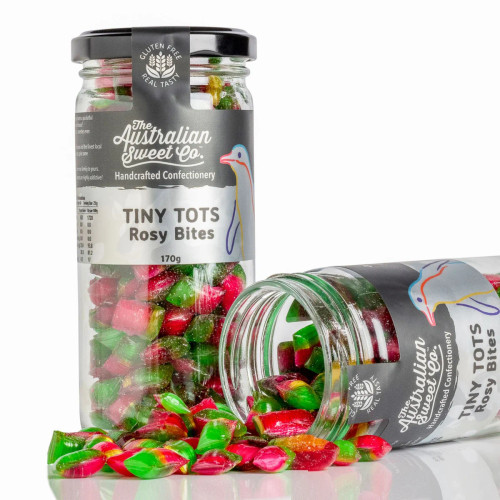 The Australian Sweet Co. - Tiny Tots - Rosy Bites Rock Candy (170g jar)