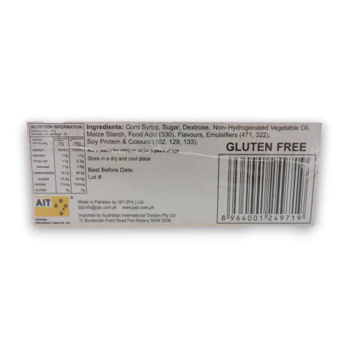 JoJo Stripple Taffy Rope - nutrition information with ingredients list