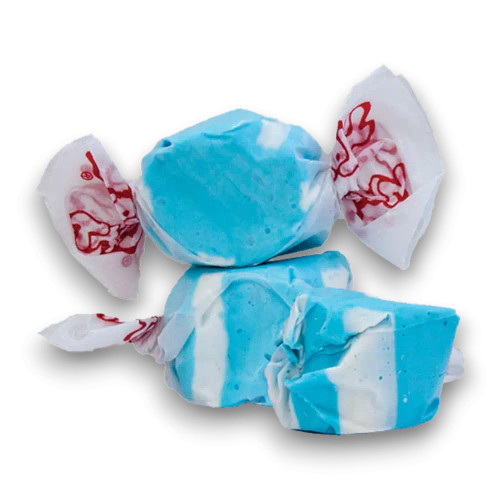 Close-up of Blueberry Salt Water Taffy by Taffy Town, individually wrapped, available at The Professors Online Lolly Shop