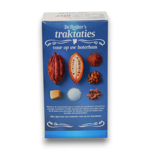 De Ruijter Milk Chocolate Flakes 300g packaging showcasing product details and branding, available at The Professors.