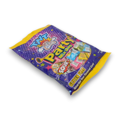TNT Party Mix 500g bag with branding, available at The Professors Online Lolly Shop.