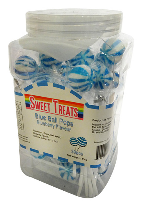 Sweet Treats - Ball Pop Jar - Blue at The Professors Online Lolly Shop. (Image Number :17221)