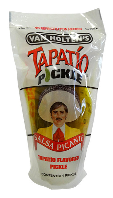 Van Holtens Pickle-in-a-Pouch - Tapatio and more Snack Foods at The Professors Online Lolly Shop. (Image Number :17245)