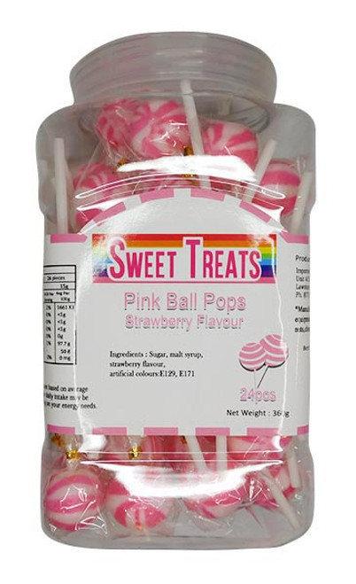 Sweet Treats Pink Ball Pops (24x 15g)