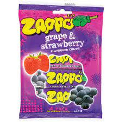 Zappo Chews Multi-Pack - Grape & Strawberry (4 pack x 18pc per box)