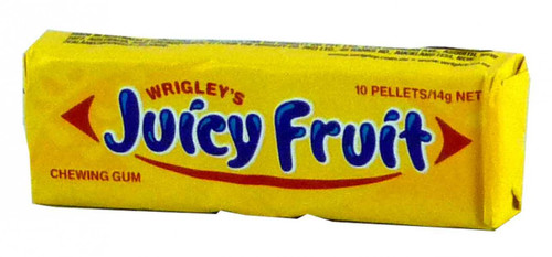 Juicy Fruit Chewing Gum, by Wrigley,  and more Confectionery at The Professors Online Lolly Shop. (Image Number :2032)