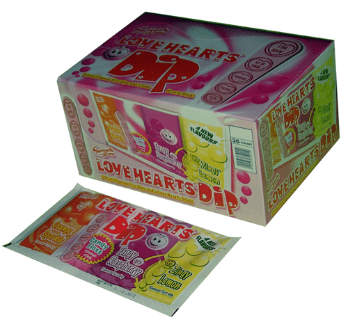 Swizzels Love Heart Dips, by Swizzels Matlow,  and more Confectionery at The Professors Online Lolly Shop. (Image Number :2050)