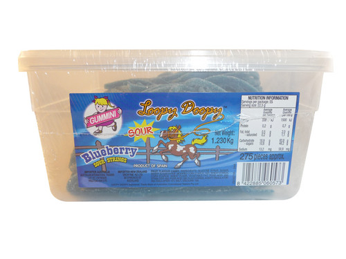 Loopy Doopy Sour Blueberry Strings, by AIT Confectionery,  and more Confectionery at The Professors Online Lolly Shop. (Image Number :3250)