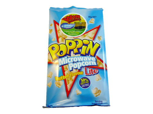 Poppin Microwave Popcorn - Butter Flavour - Lite, by The Popcorn King,  and more Confectionery at The Professors Online Lolly Shop. (Image Number :3328)