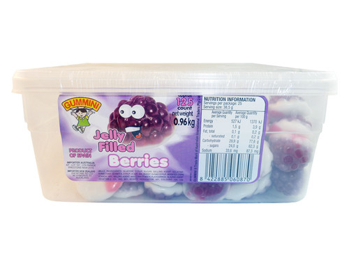 Gummini Jelly Filled Berries, by AIT Confectionery,  and more Confectionery at The Professors Online Lolly Shop. (Image Number :3475)