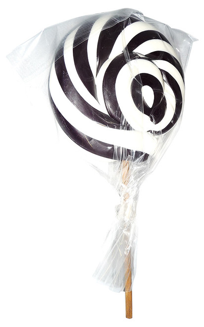 Round Black and White Lollipop, by Designer Candy,  and more Confectionery at The Professors Online Lolly Shop. (Image Number :4204)